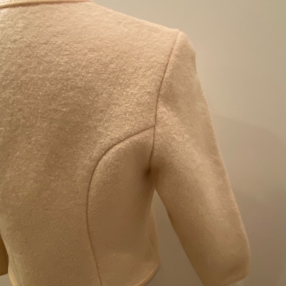 Geiger Womens Knit Cream Knit Blazer / Jacket w Crew Neck and Silver Buttons /S - Picture 10 of 16